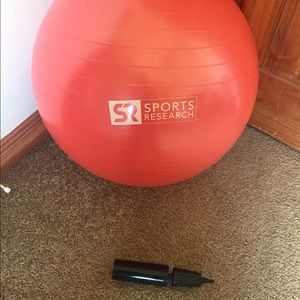 Stability exercise ball, pump and workout guide